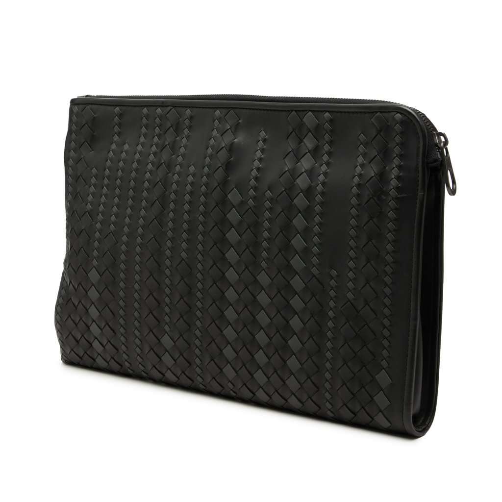Bottega Veneta Bicolor Nappa Intrecciato Clutch Black Leather Very good condition - Back View