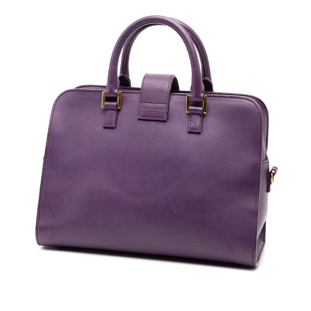 Saint Laurent Baby Leather Monogram Cabas Satchel Purple Leather Good - Back View