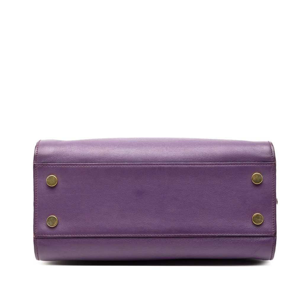 Saint Laurent Baby Leather Monogram Cabas Satchel Purple Leather Good - Inside View