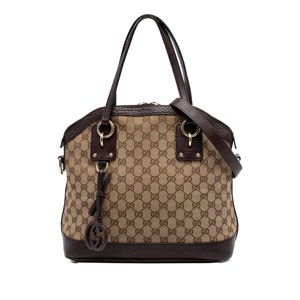 Gucci Medium GG Canvas Charm Dome Satchel Beige Very good condition - Front View