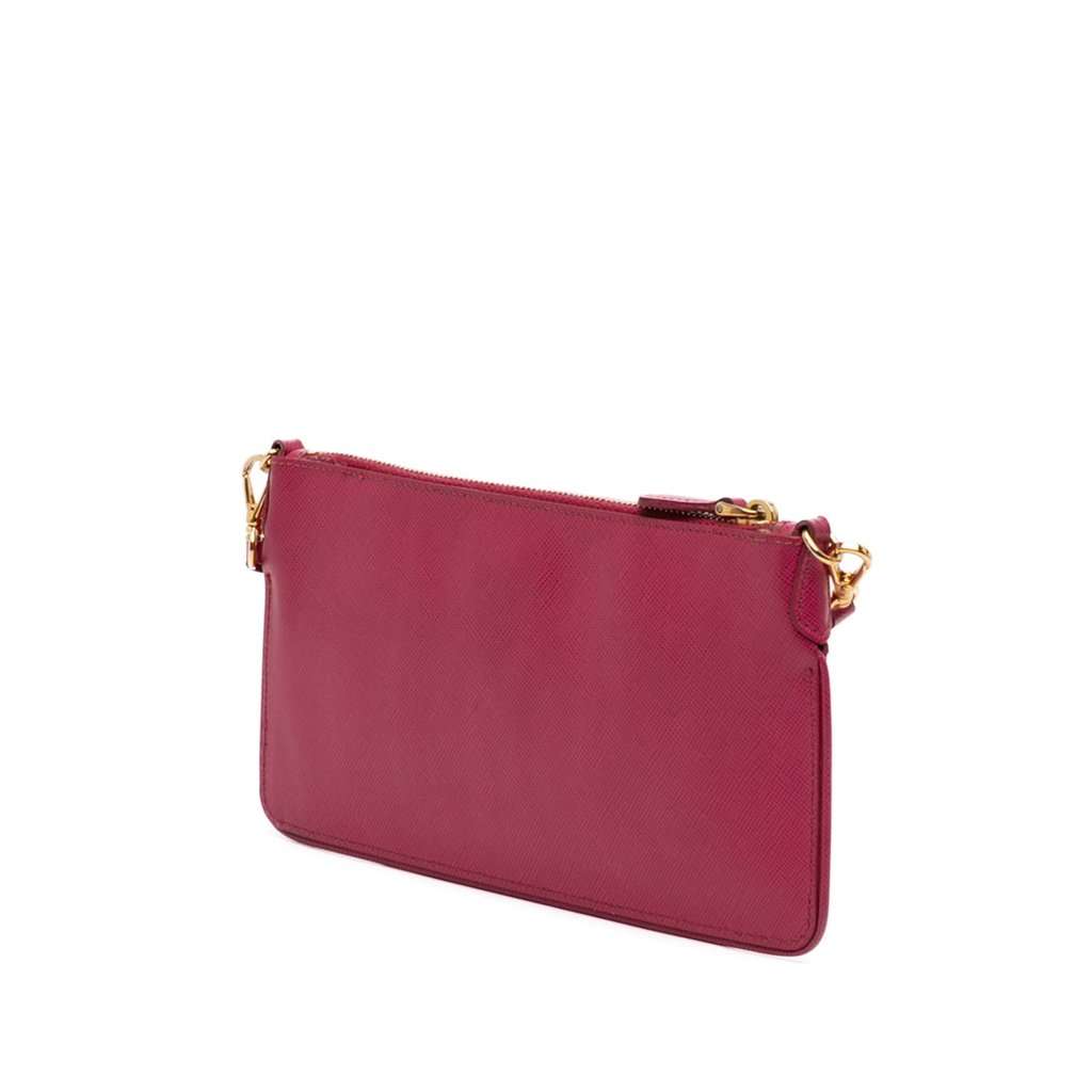 Prada Saffiano Lux Top Zip Crossbody Pink Leather Very good - Back View