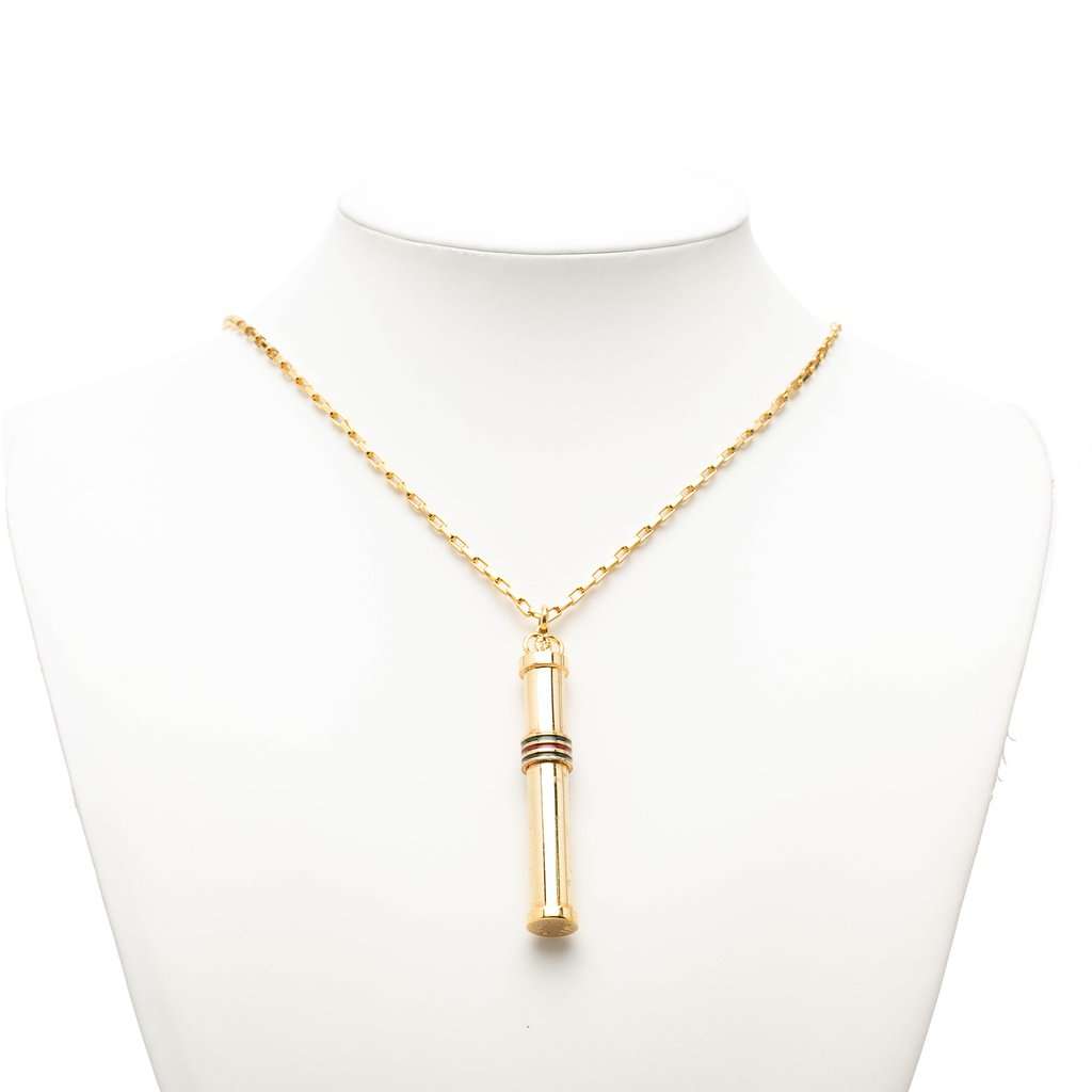 Gucci Gold Plated Web Perfume Bottle Pendant Necklace Gold Metal Very good condition - Box View