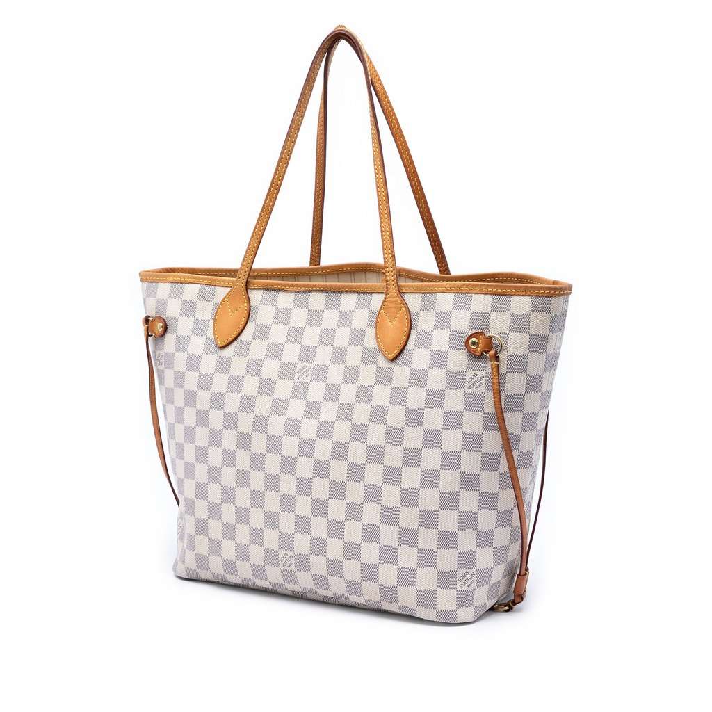 Louis Vuitton Damier Azur Neverfull MM White Very good condition - Back View
