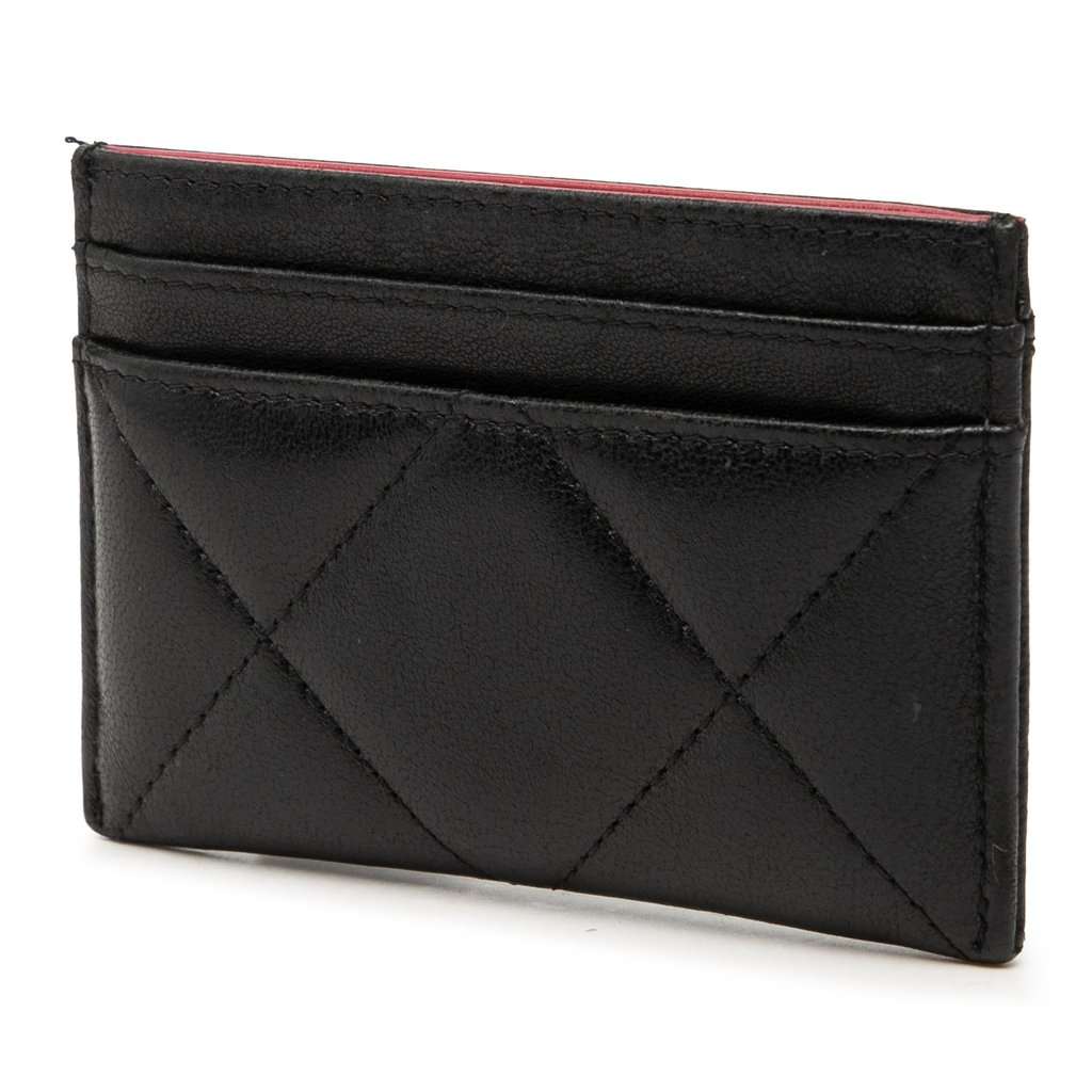 Chanel Quilted Lambskin 19 Card Holder Black Leather Very good condition - Back View