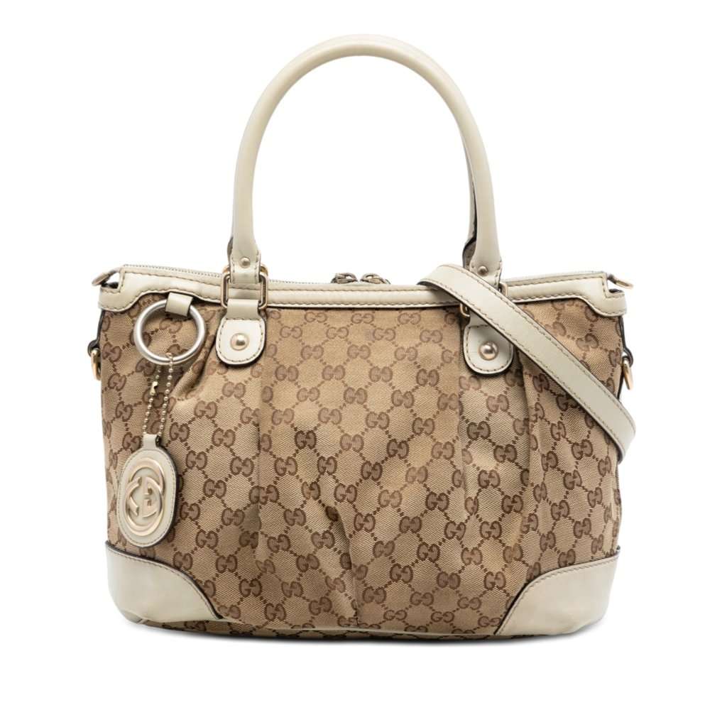 Gucci GG Canvas Sukey Satchel Beige Very good condition - Front View