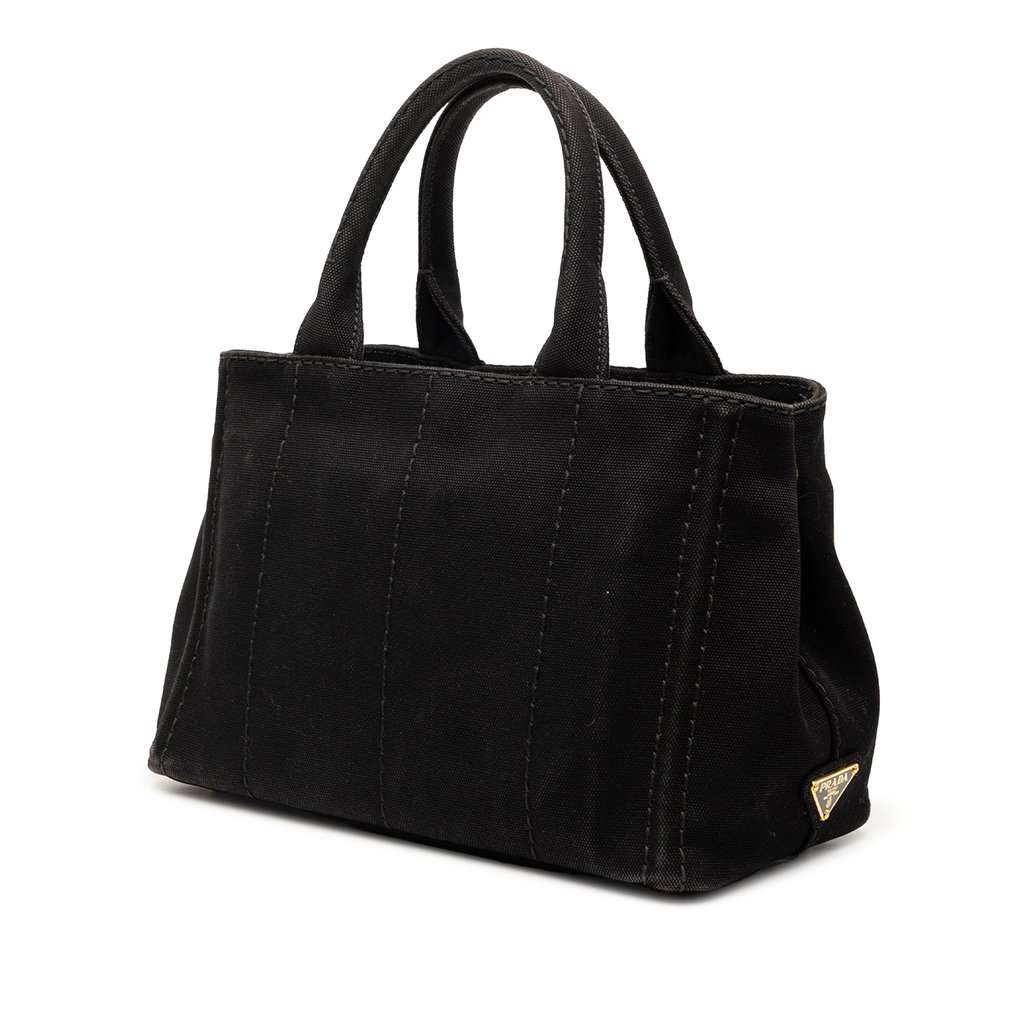 Prada Small Canvas Canapa Logo Satchel Black Very good condition - Back View