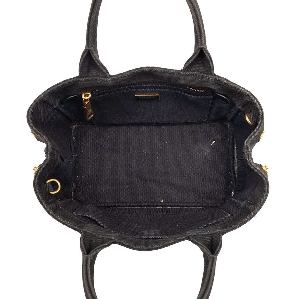 Prada Small Canvas Canapa Logo Satchel Black Very good condition - Model View