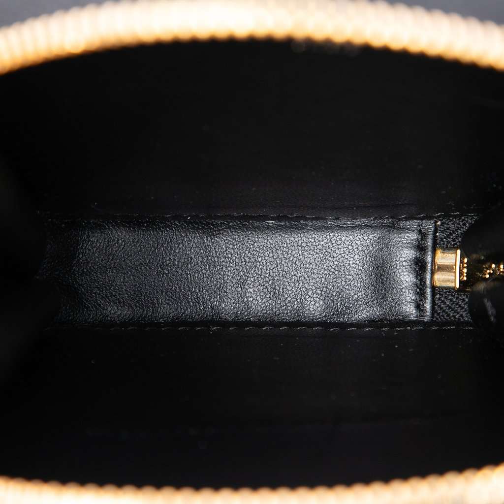Dior Calfskin Cannage Round Caro Pouch with Chain Black Leather Very good - Model View