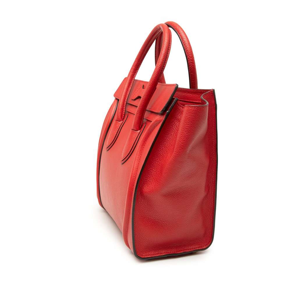 Celine Micro Calfskin Luggage Tote Red Leather Very good - Back View