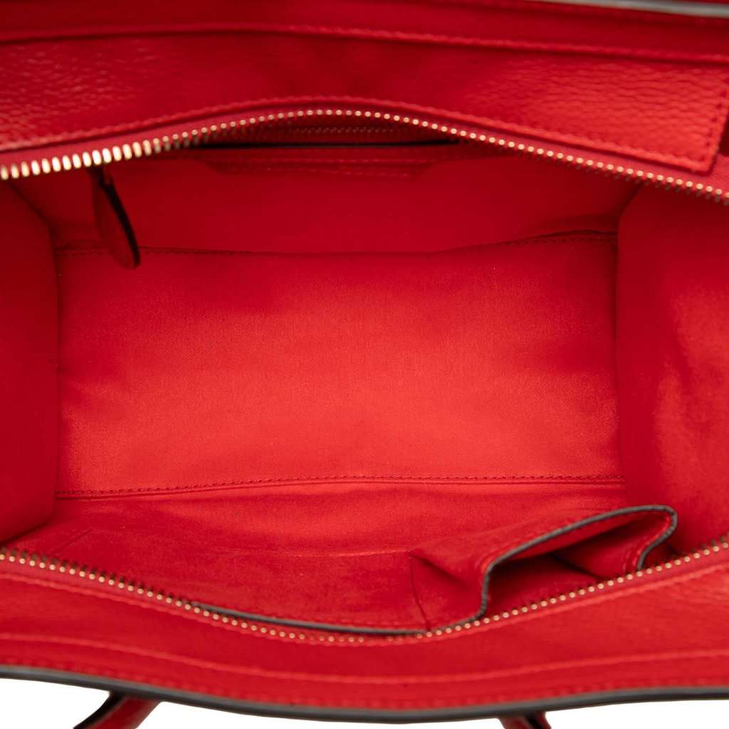 Celine Micro Calfskin Luggage Tote Red Leather Very good - Model View