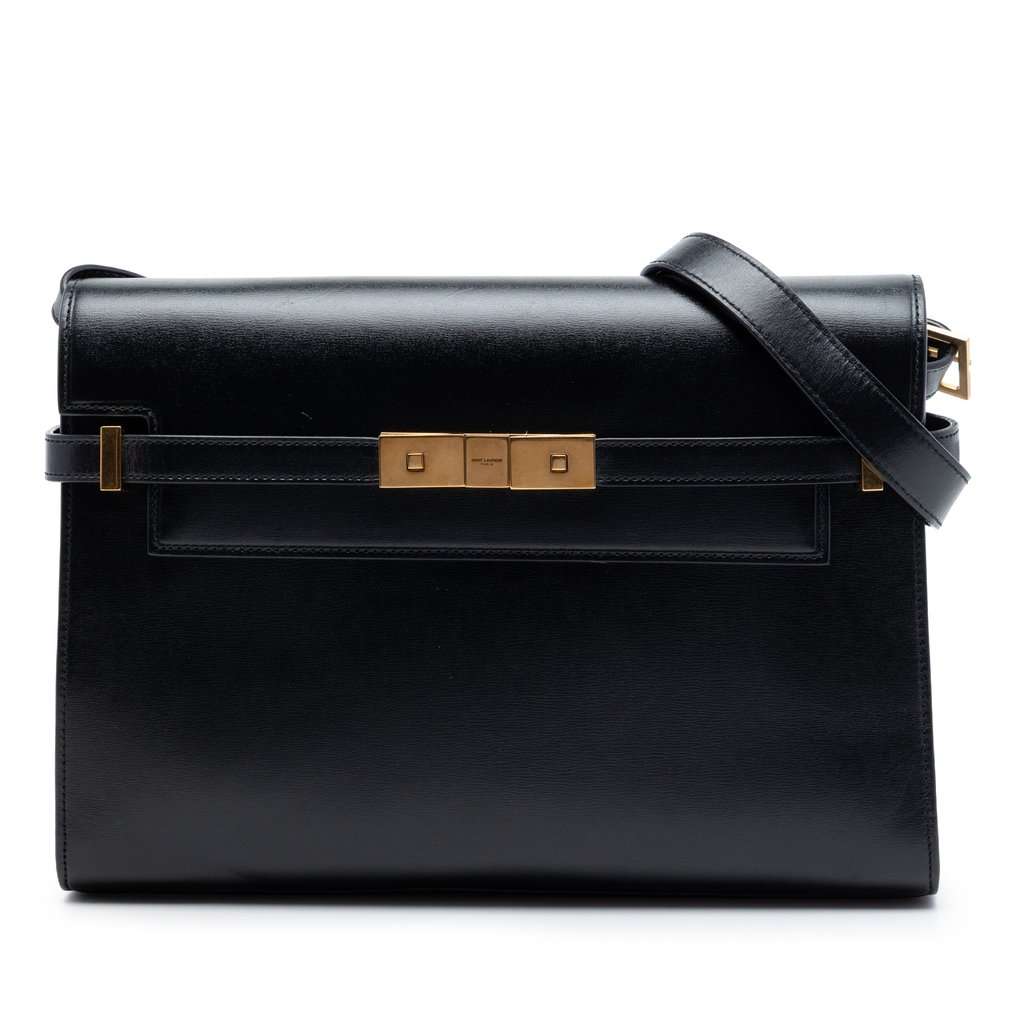Saint Laurent Medium Smooth Calfskin Manhattan Shoulder Bag Black Leather Very good condition - Front View
