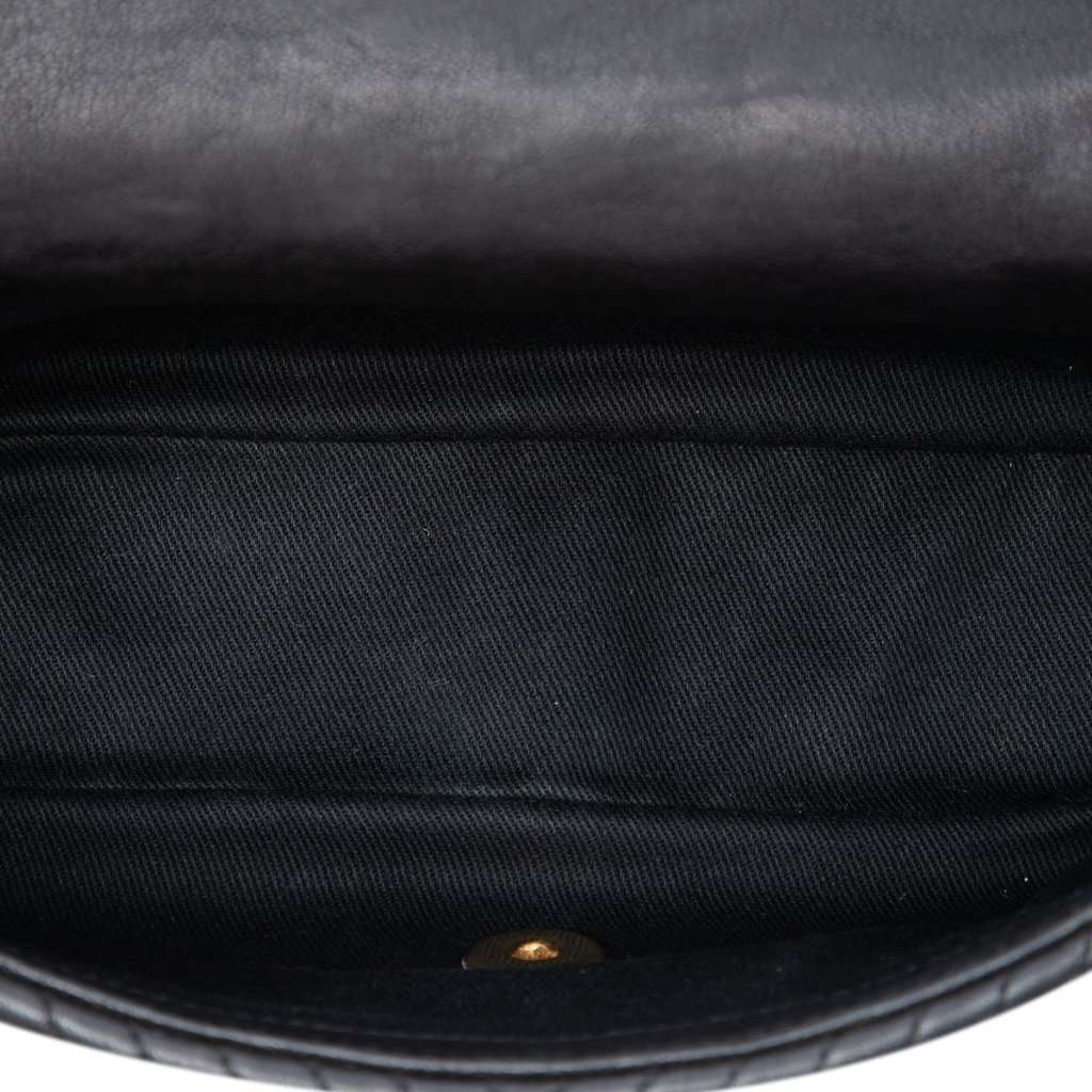 Chanel Small Chevron Wrinkled Calfskin Medallion Charm Surpique Flap Black Leather Very good - Model View