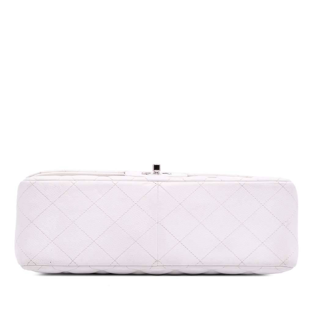 Chanel Jumbo Classic Caviar Double Flap White Leather Very good condition - Inside View