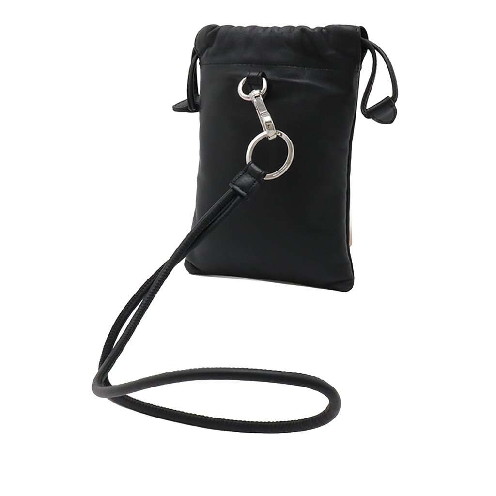 Fendi Nappa Logo Neck Phone Pouch Black Leather Very good - Back View