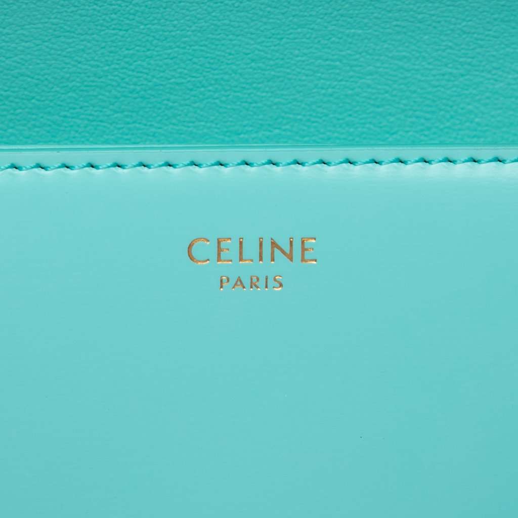 Celine Shiny Calfskin Claude Shoulder Bag Blue Leather Very good - Box View