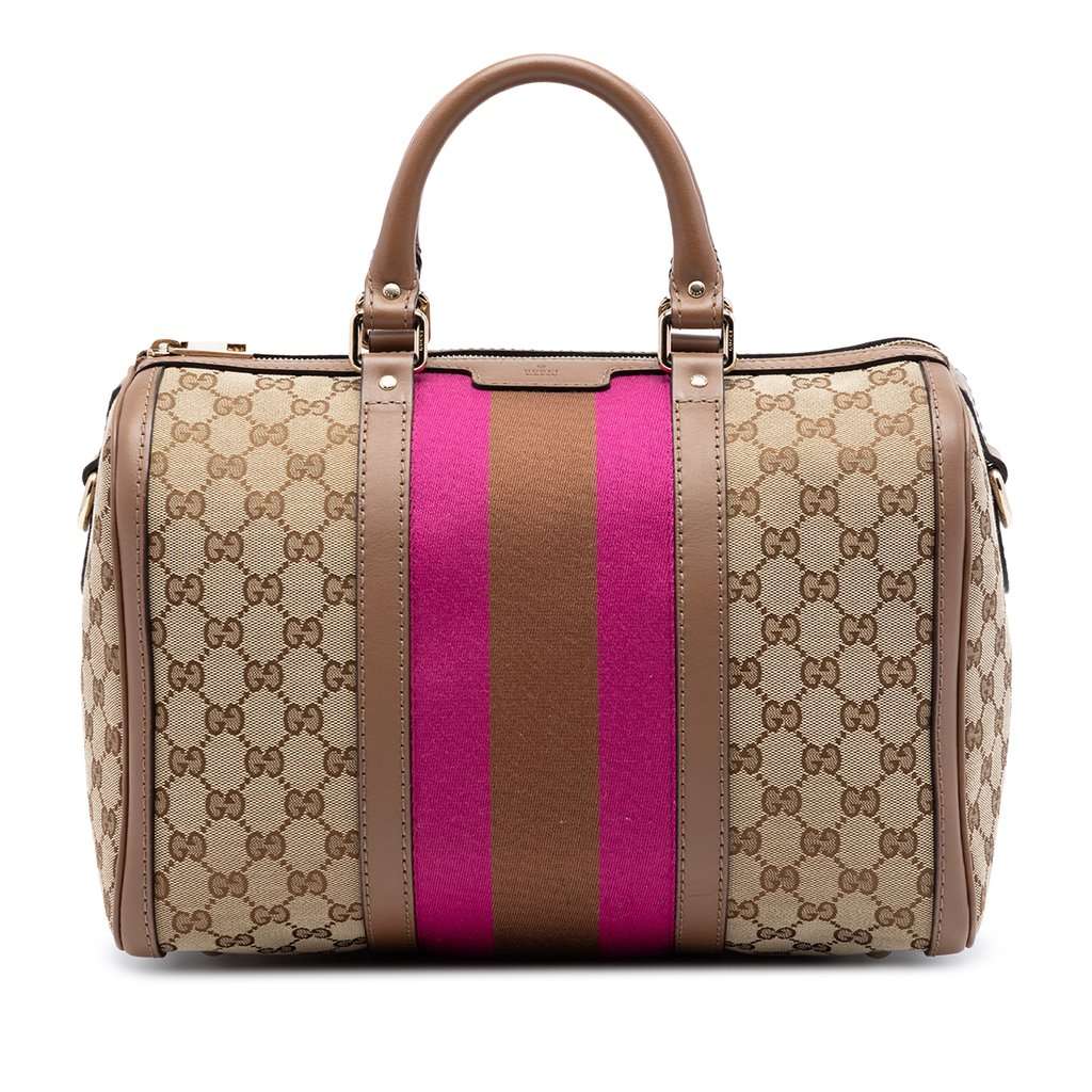 Gucci Medium GG Canvas Web Joy Boston Bag Beige Very good condition - Front View
