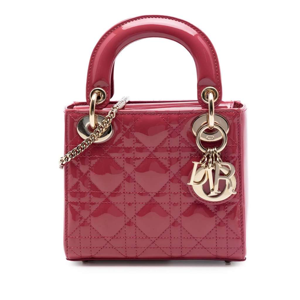 Dior Mini Patent Cannage Lady Dior Red Leather Very good condition - Front View