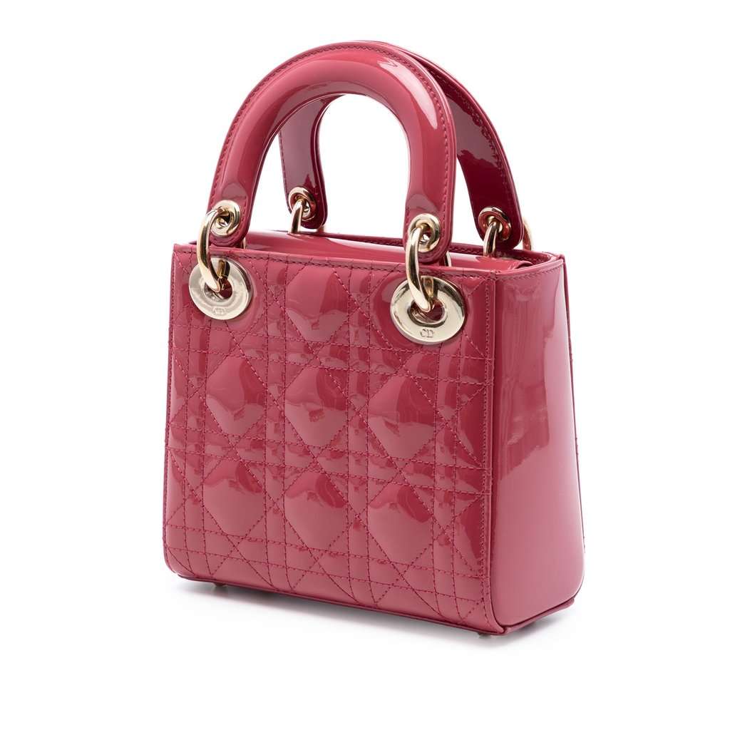 Dior Mini Patent Cannage Lady Dior Red Leather Very good condition - Back View