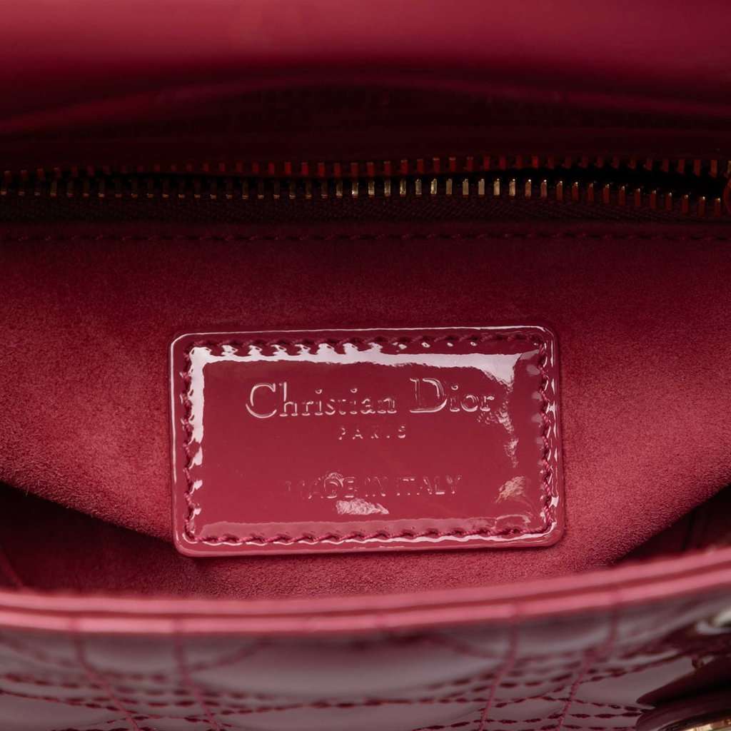 Dior Mini Patent Cannage Lady Dior Red Leather Very good condition - Box View