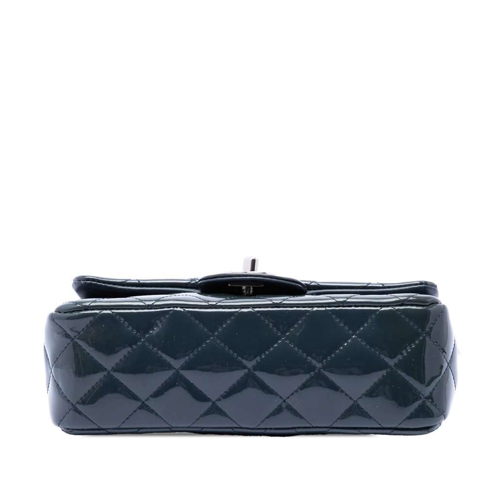 Chanel Mini Rectangular Classic Patent Single Flap Blue Leather Very good - Inside View
