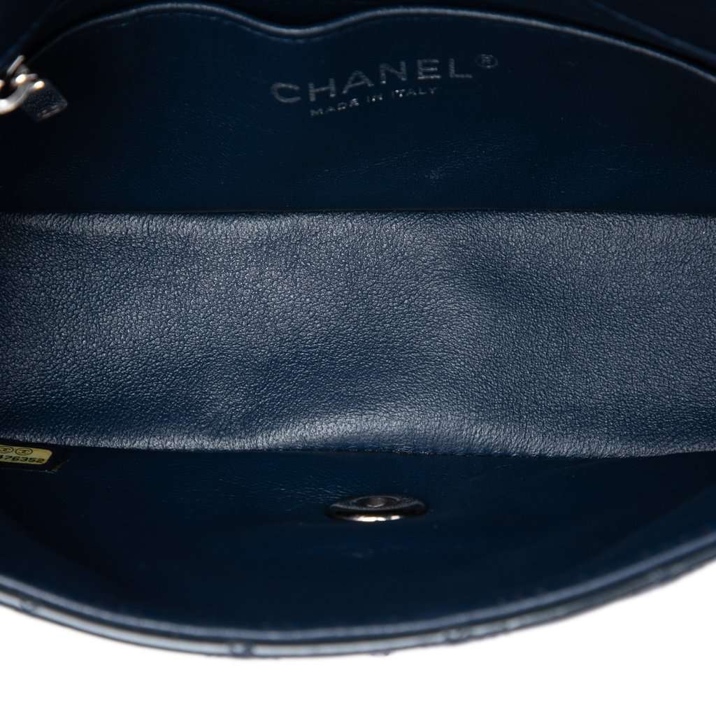 Chanel Mini Rectangular Classic Patent Single Flap Blue Leather Very good - Model View