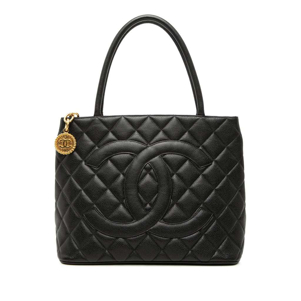 Chanel Caviar Medallion Tote Black Leather Very good condition - Front View