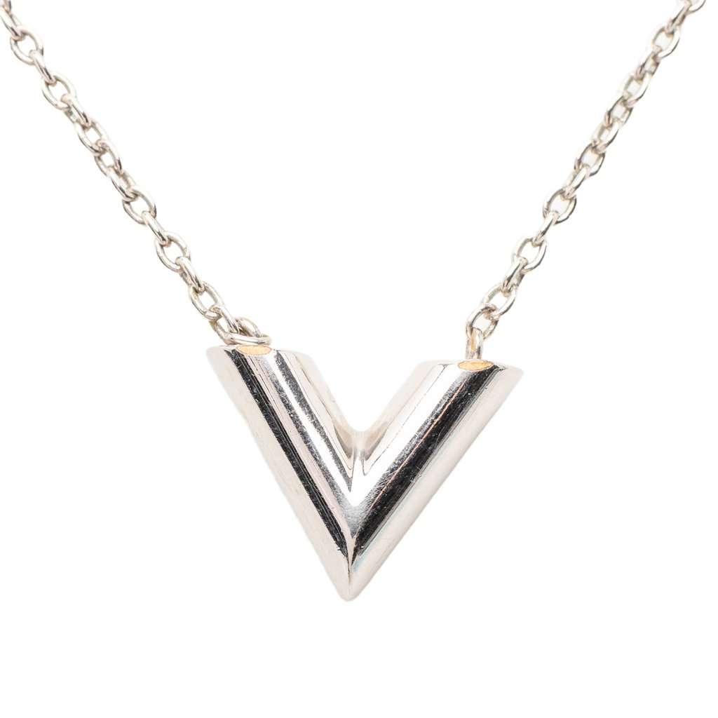 Louis Vuitton Brass Essential V Supple Necklace Silver Metal Very good condition - Inside View