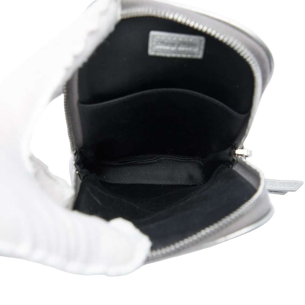 Miu Miu Matelasse Metallic Nappa Phone Holder Crossbody Silver Leather Very good condition - Model View