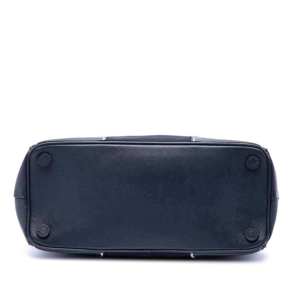Prada Small Tessuto and City Calf Hand Stitched Galleria Double Zip Satchel Blue Very good condition - Inside View