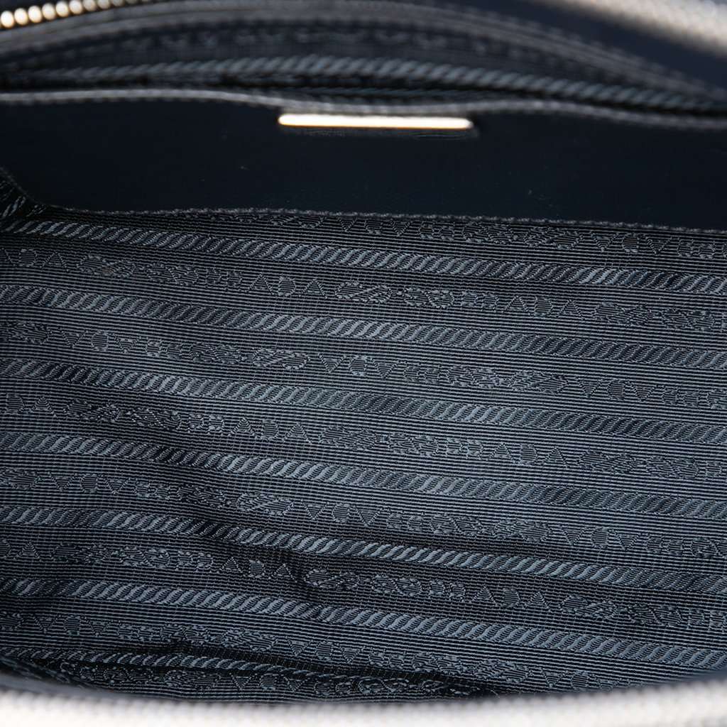 Prada Small Tessuto and City Calf Hand Stitched Galleria Double Zip Satchel Blue Very good condition - Model View