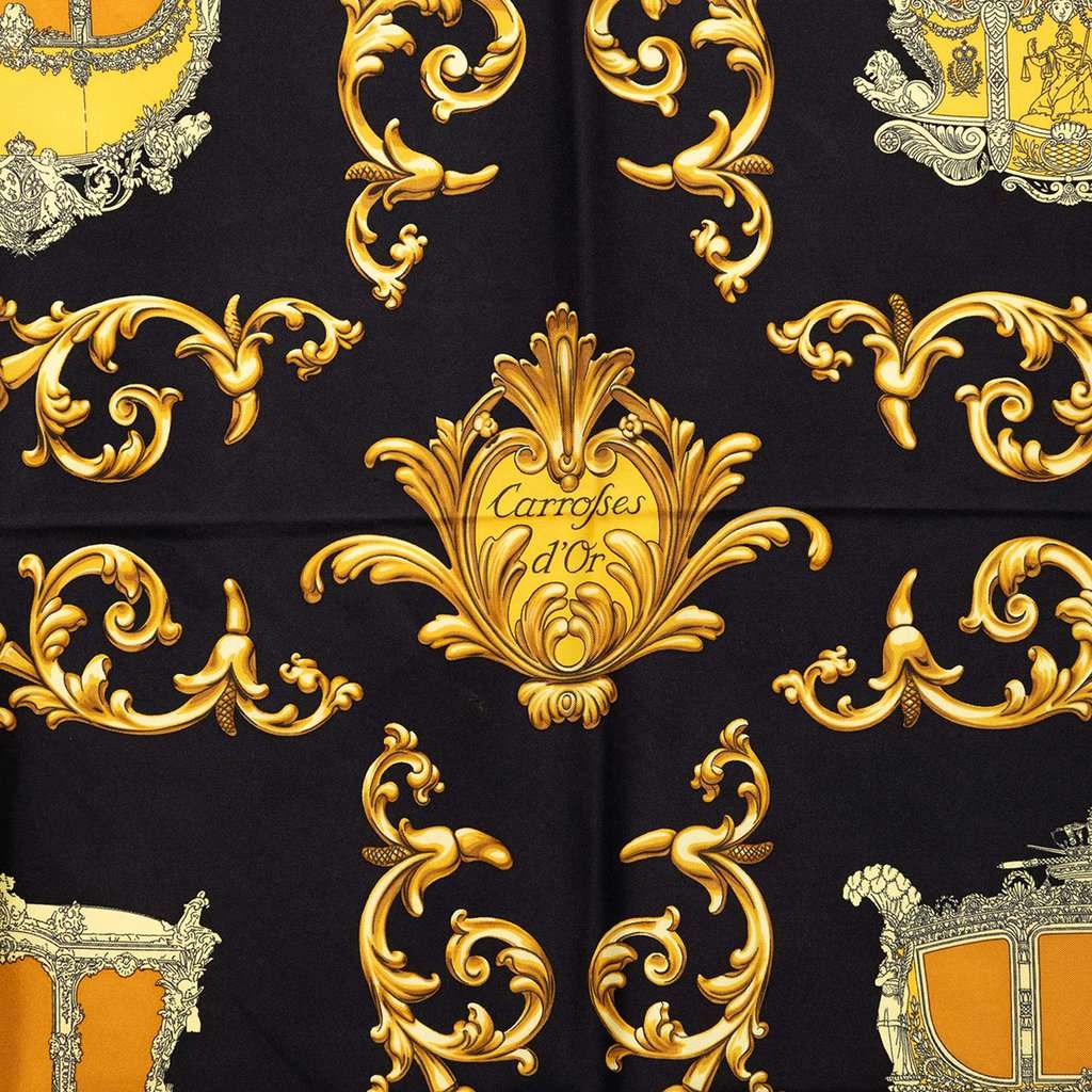 Hermès Carrosses d Or Silk Scarf Yellow Very good condition - Back View