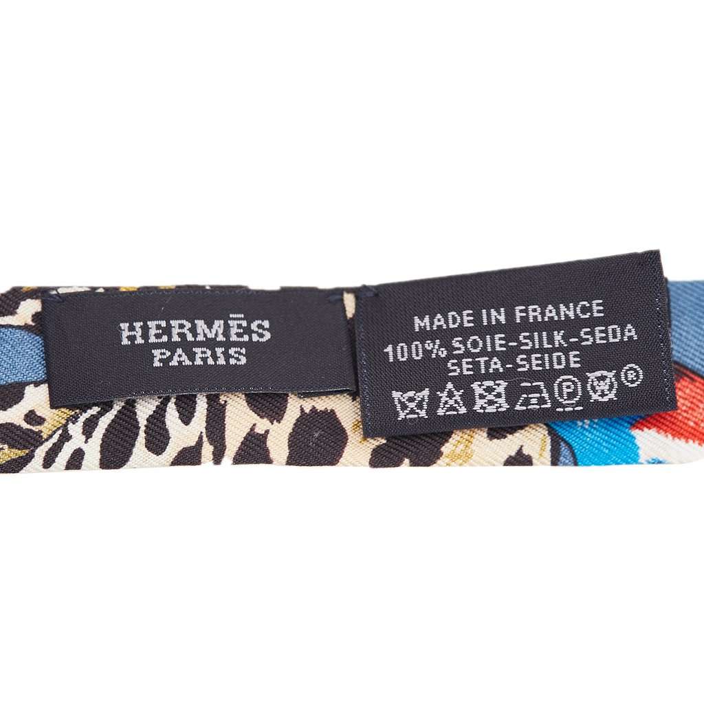 Hermès Jungle Love Love Doll Silk Twilly Scarf Blue Very good condition - Back View