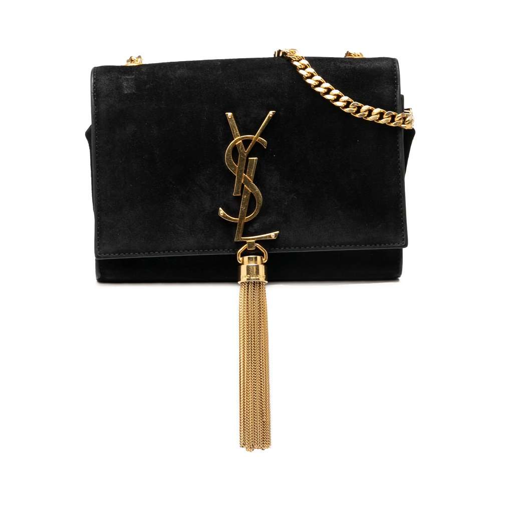 Saint Laurent Small Suede Monogram Kate Tassel Crossbody Black Leather Very good - Front View