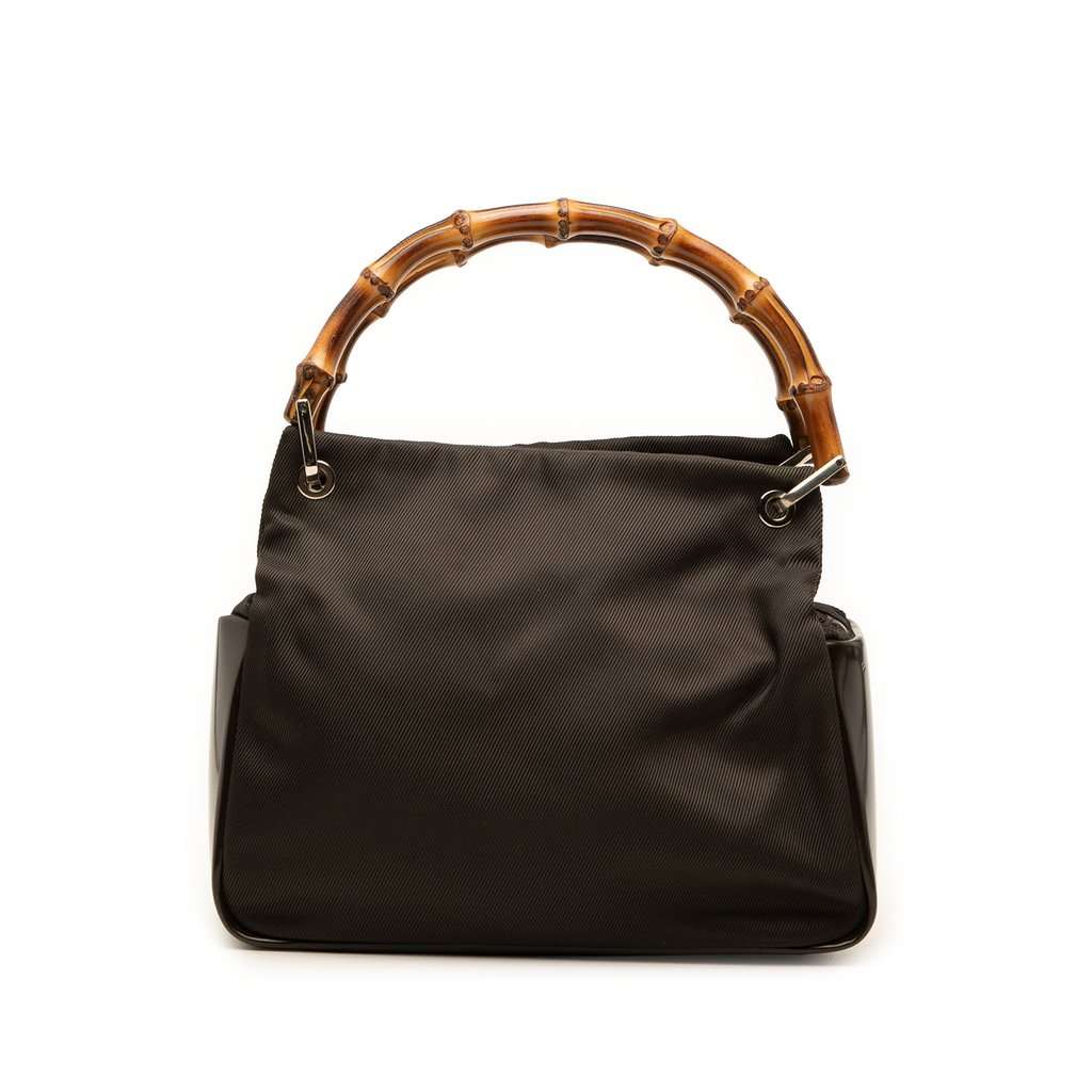 Gucci Nylon Bamboo Handbag Brown Very good - Front View