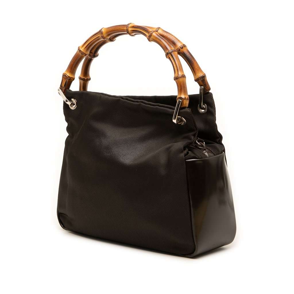 Gucci Nylon Bamboo Handbag Brown Very good - Back View