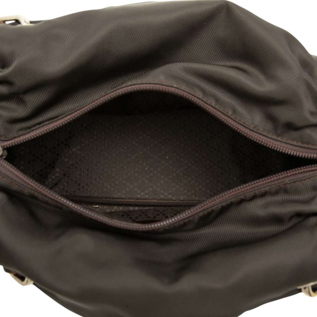 Gucci Nylon Bamboo Handbag Brown Very good - Model View