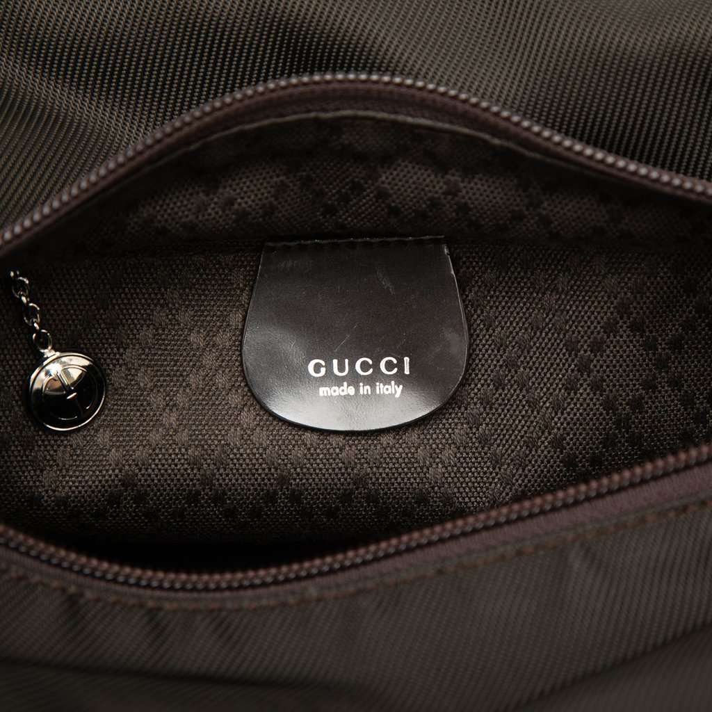 Gucci Nylon Bamboo Handbag Brown Very good - Box View