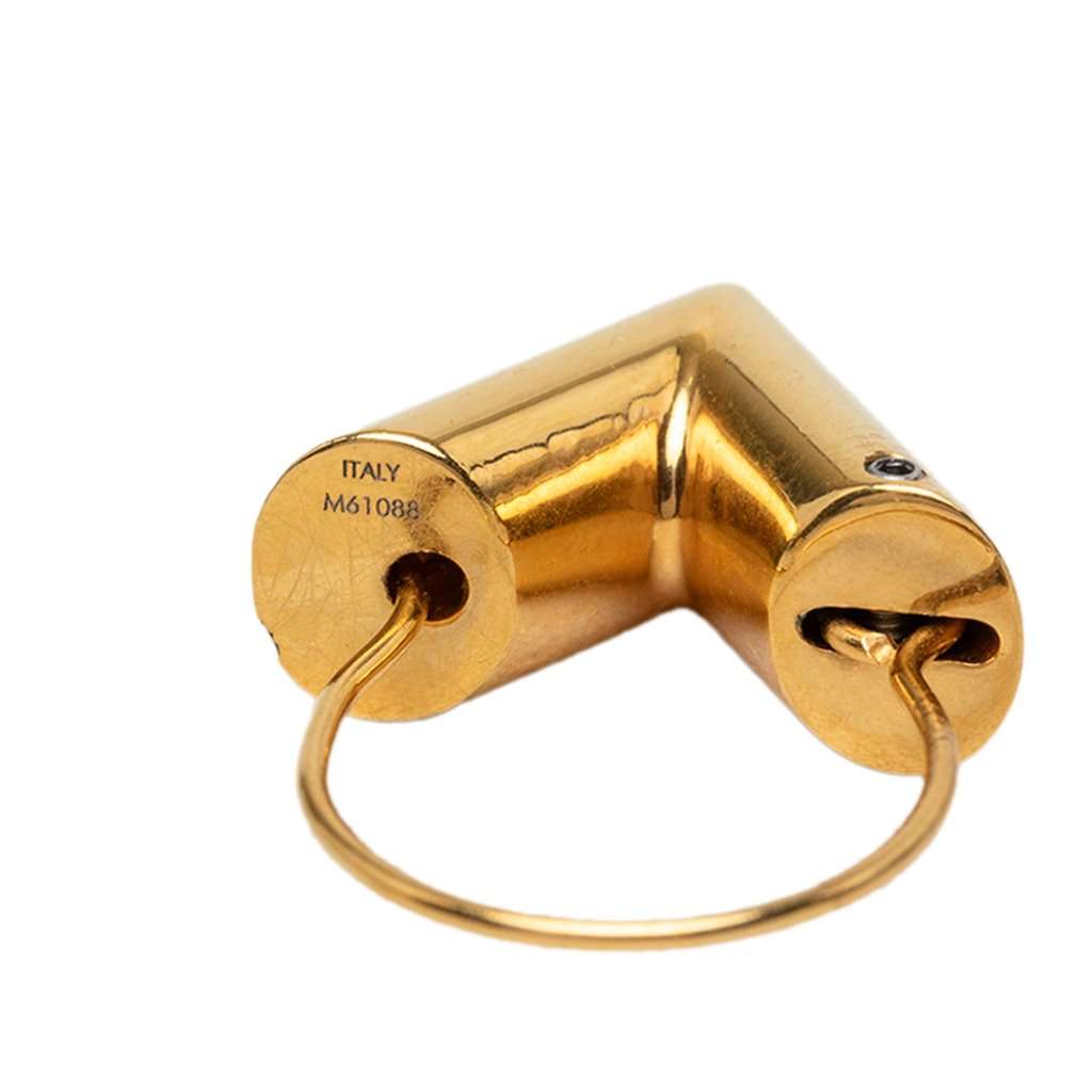 Louis Vuitton Gold Plated Essential V Hoop Earrings Gold Metal Very good - Model View