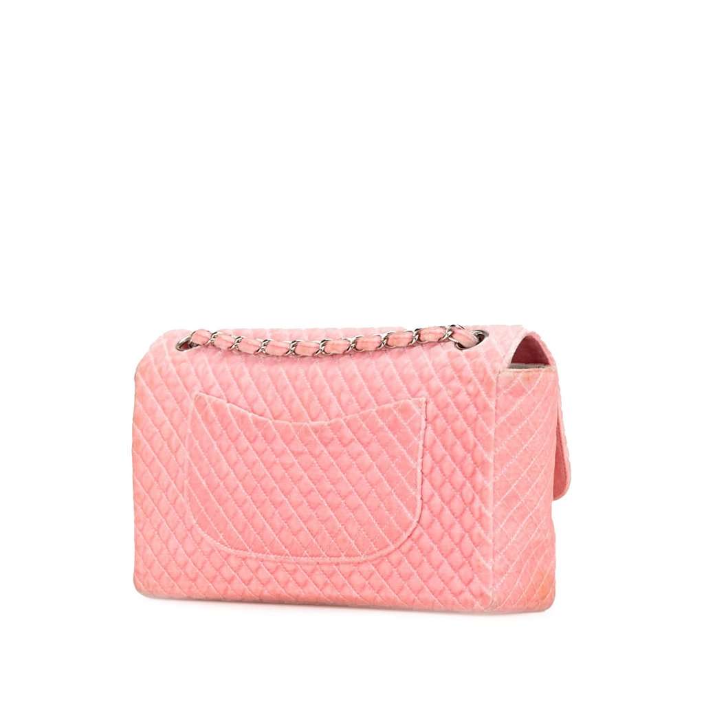 Chanel Medium Micro Quilted Velvet CC Flap Pink Good - Back View
