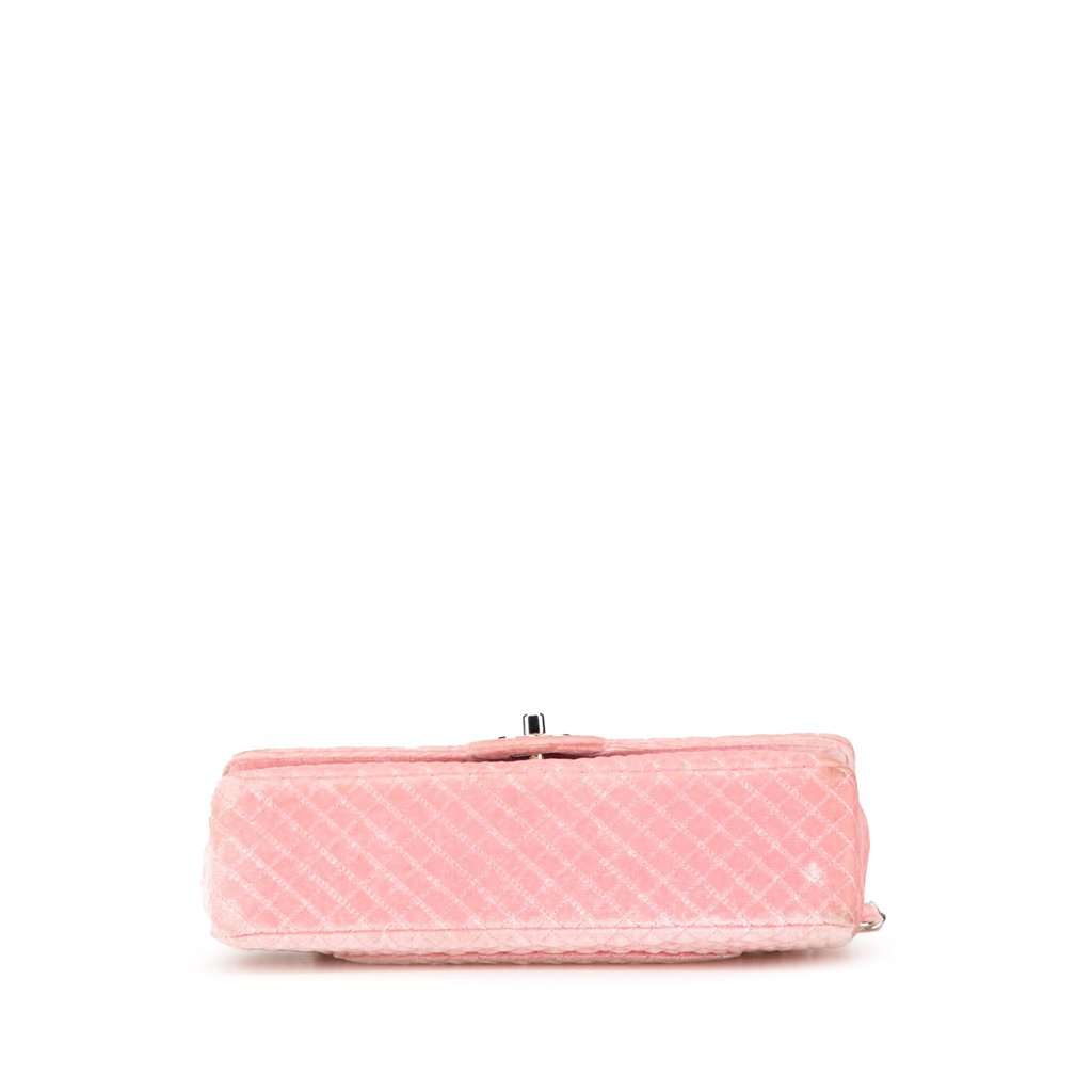 Chanel Medium Micro Quilted Velvet CC Flap Pink Good - Inside View