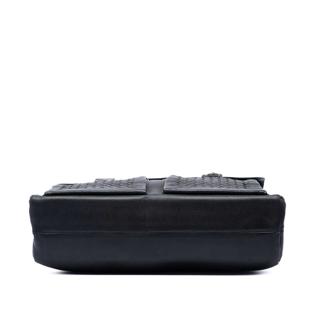 Bottega Veneta Intrecciato Trimmed Nappa Business Bag Black Leather Very good - Inside View