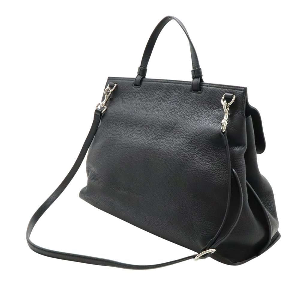 Gucci Large Calfskin Bamboo Daily Satchel Black Leather Very good - Back View