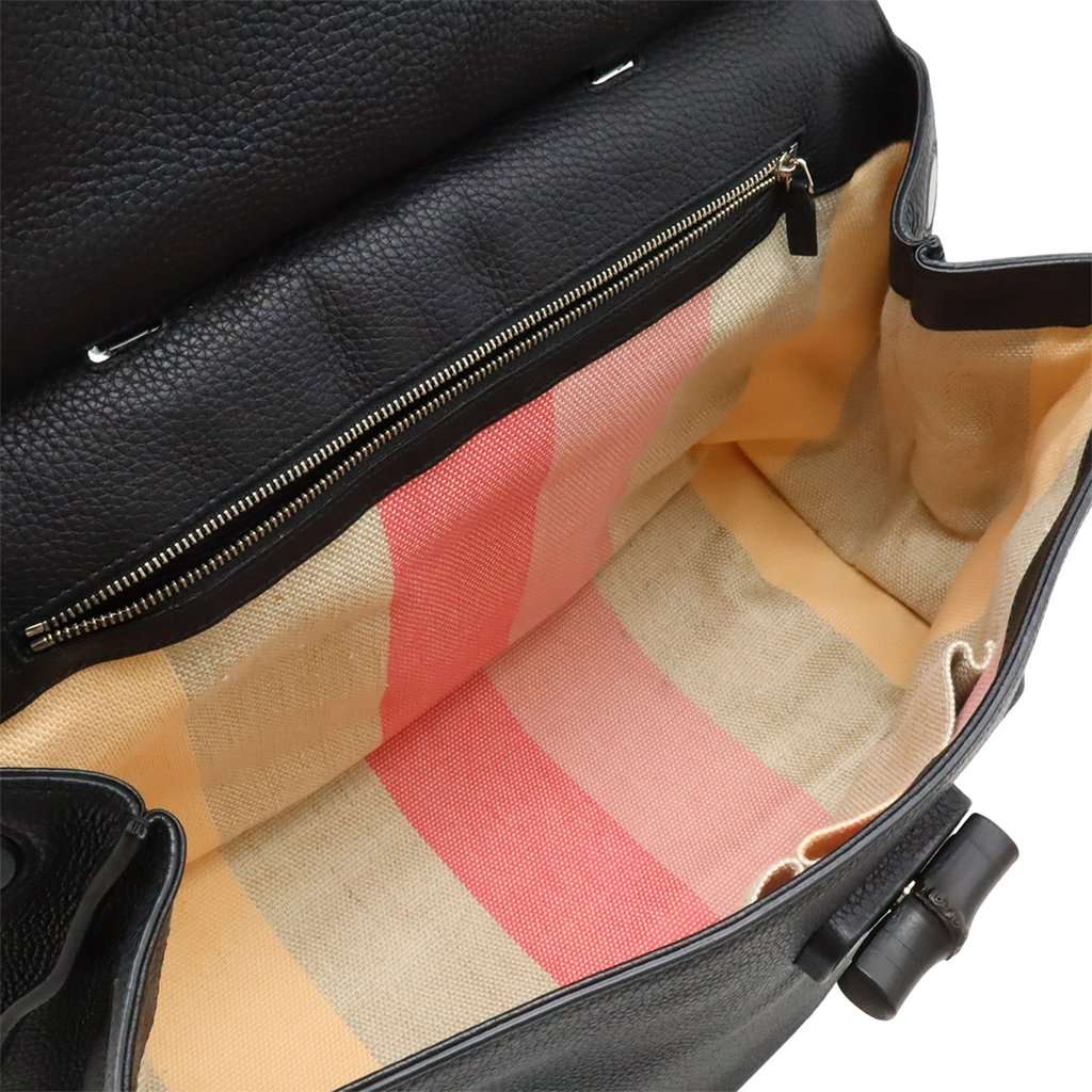 Gucci Large Calfskin Bamboo Daily Satchel Black Leather Very good - Inside View