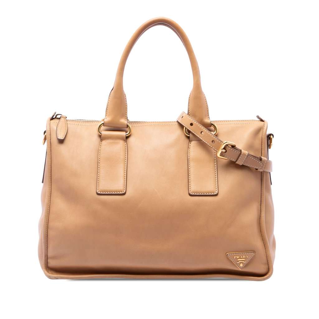 Prada Soft Calf Satchel Brown Leather Very good - Front View