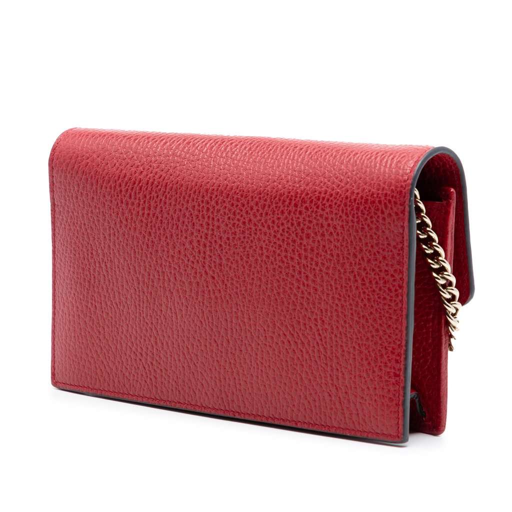 Gucci Dollar Calfskin Interlocking G Wallet on Chain Red Leather Very good condition - Back View