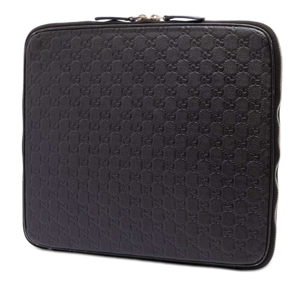 Gucci Guccissima Laptop Case Black Leather Very good condition - Back View
