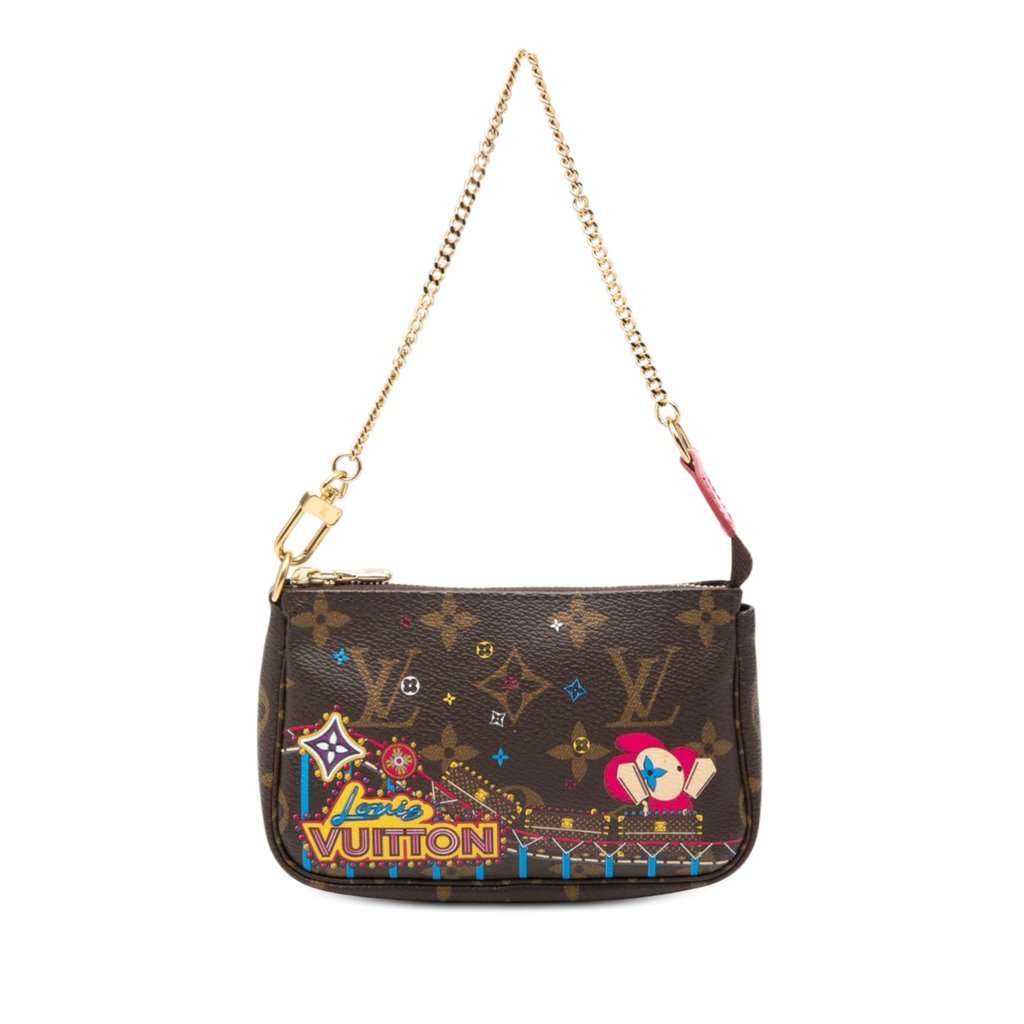 Louis Vuitton Monogram Vivienne Christmas Roller Coaster Mini Pochette Accessoires Brown Very good - Front View