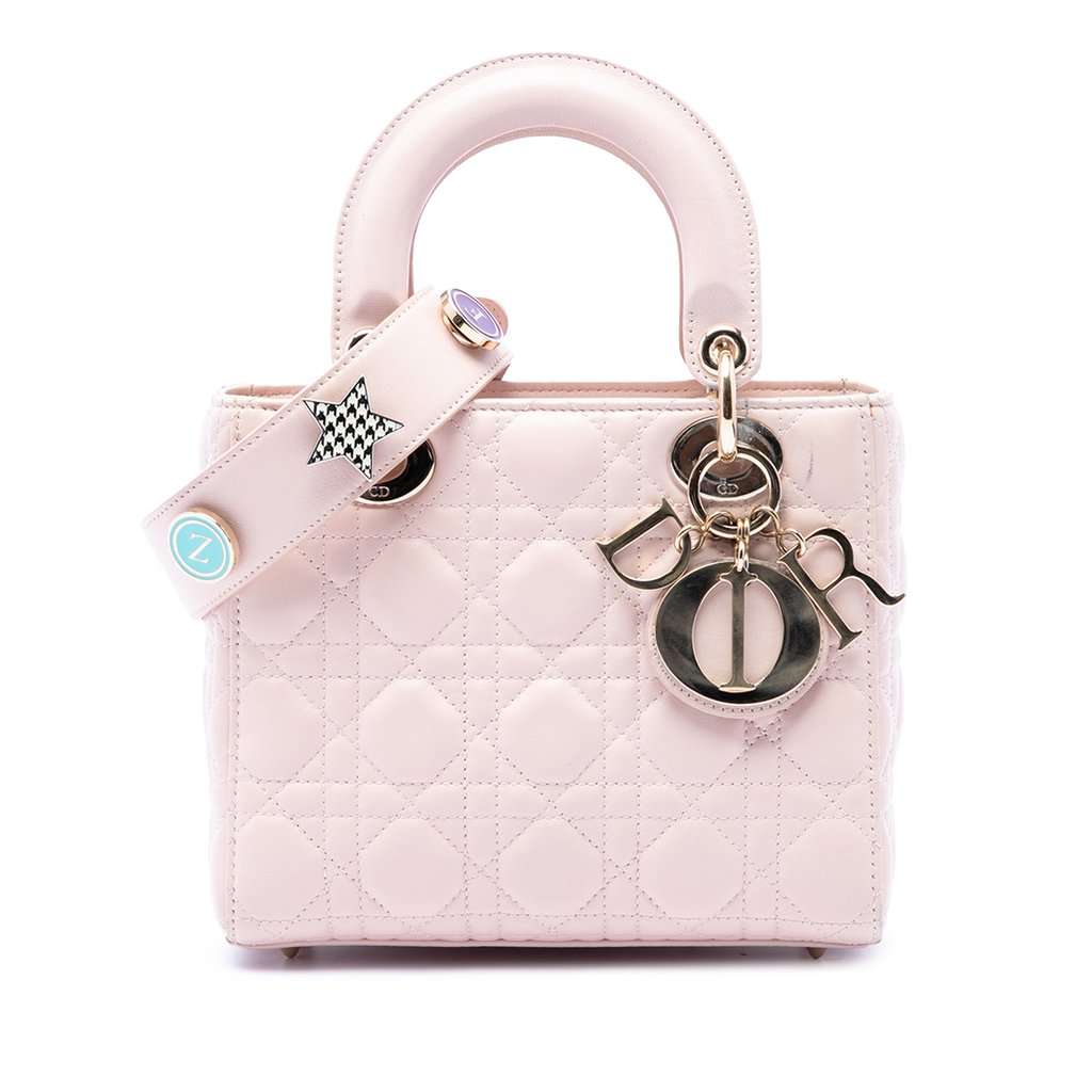 Dior Small Lambskin Cannage My ABCDior Lady Dior Pink Leather Very good - Front View