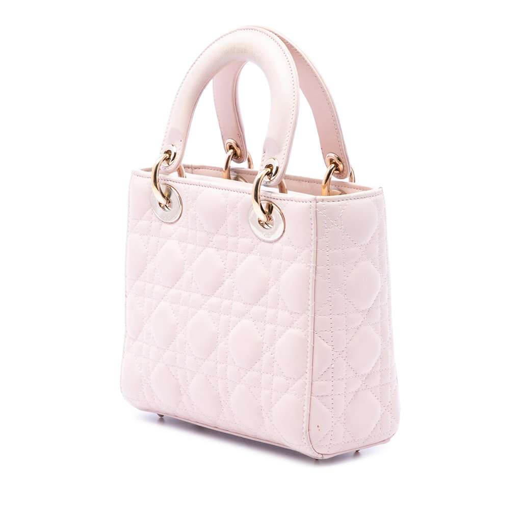 Dior Small Lambskin Cannage My ABCDior Lady Dior Pink Leather Very good - Back View