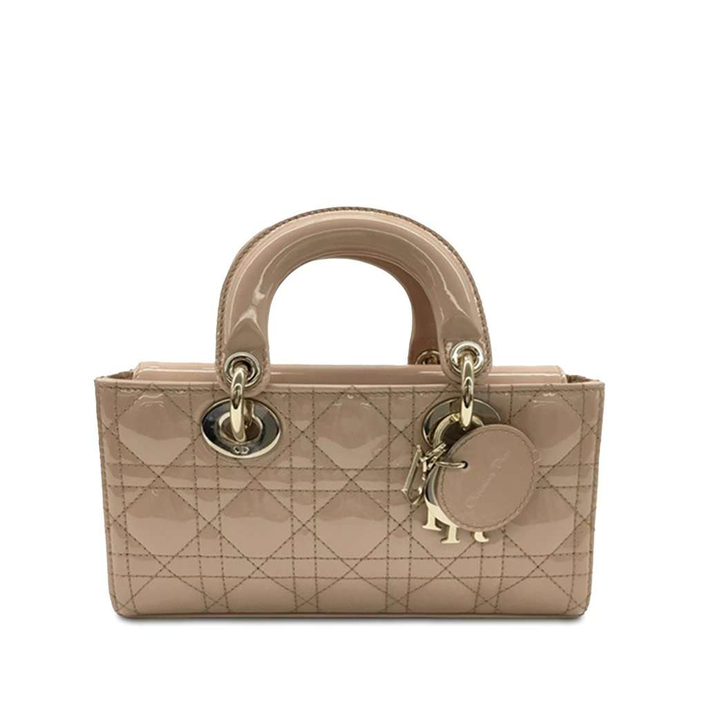 Dior Small Patent Cannage Lady D-Joy Beige Leather Very good - Front View